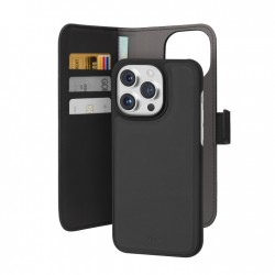 Puro Eco-leather detachable wallet case for iPhone 15 Plus - black